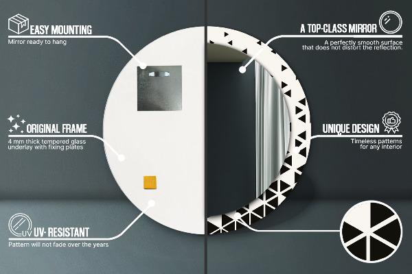 Round wall mirror decor Abstract geometric