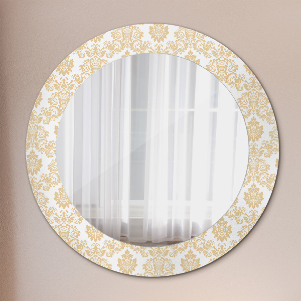 Round printed mirror Baroque damask