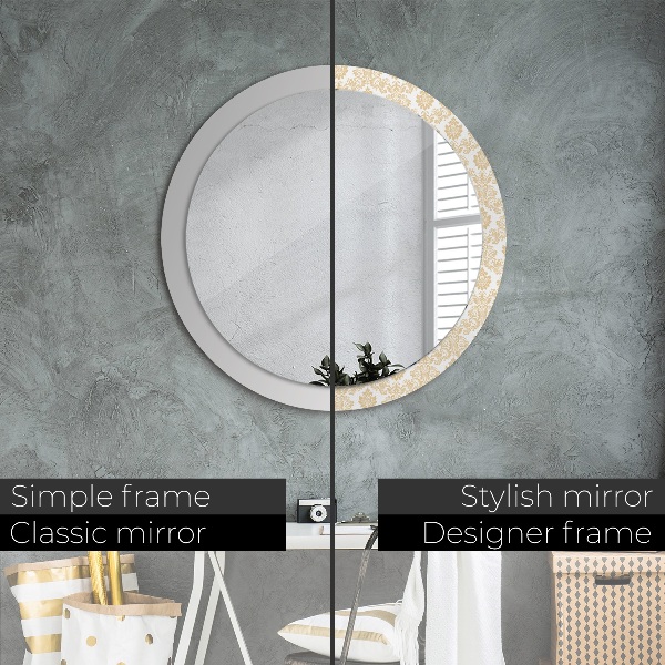 Round printed mirror Baroque damask