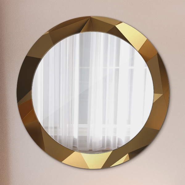 Round printed mirror Gold abstraction