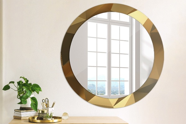 Round printed mirror Gold abstraction