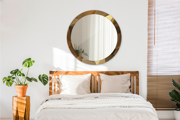 Round printed mirror Gold abstraction