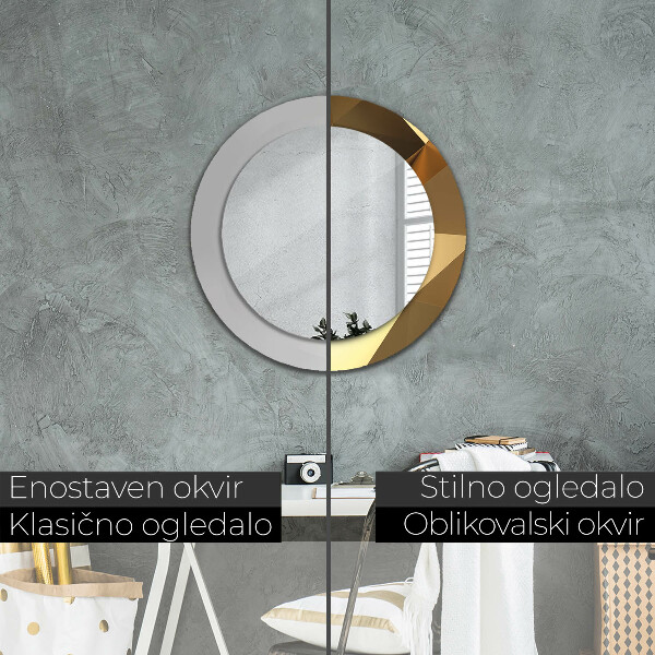 Round printed mirror Gold abstraction