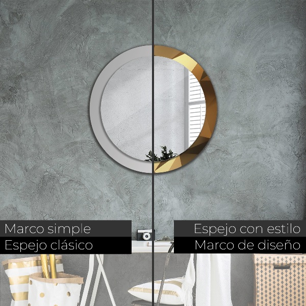 Round printed mirror Gold abstraction