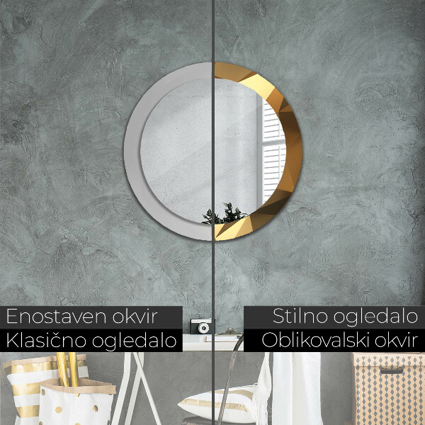 Round printed mirror Gold abstraction