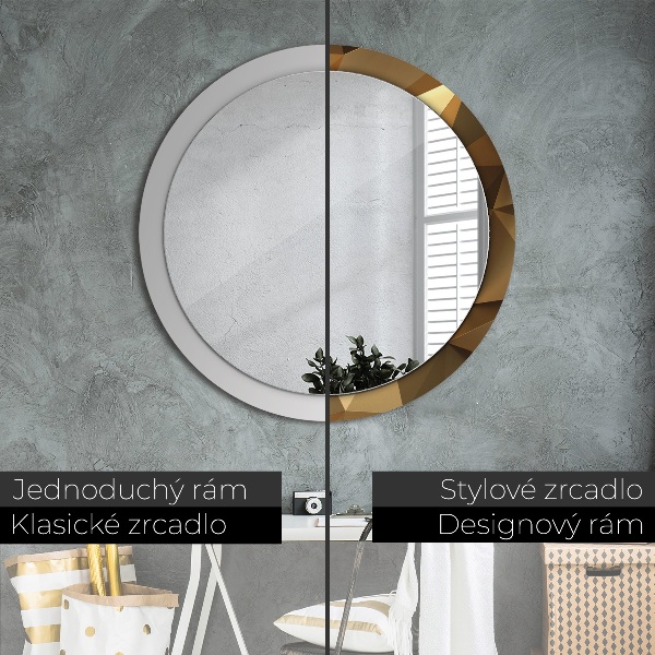 Round printed mirror Gold abstraction