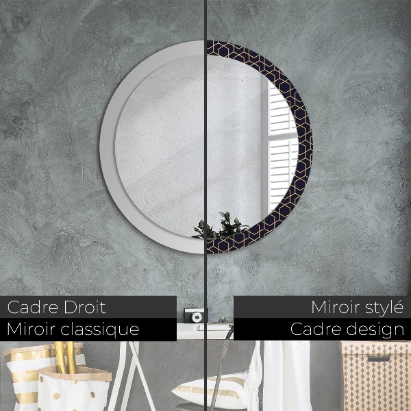 Round printed mirror Abstract geometric