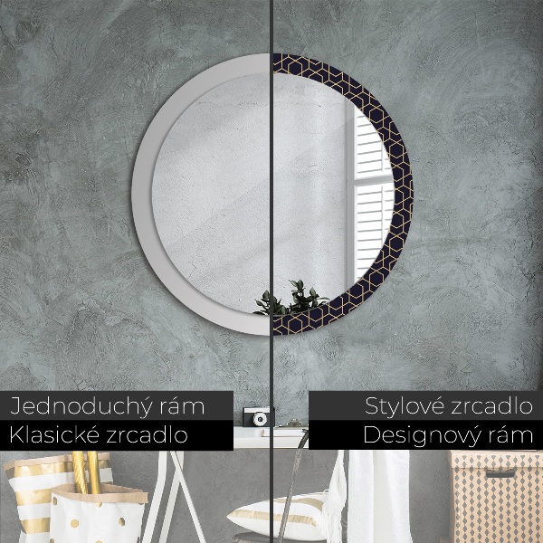 Round printed mirror Abstract geometric