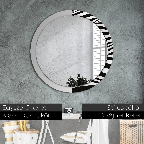 Round printed mirror Abstract wave