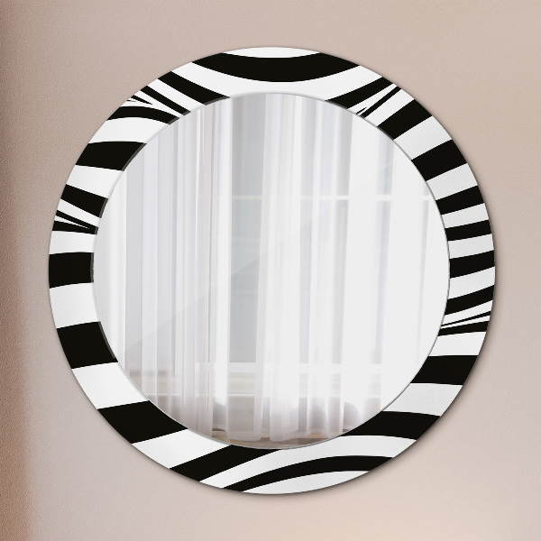 Round printed mirror Abstract wave