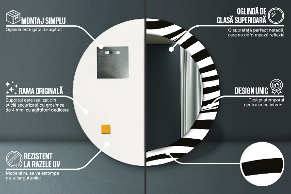 Round printed mirror Abstract wave