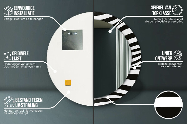 Round printed mirror Abstract wave