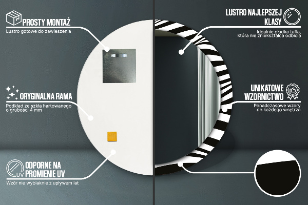 Round printed mirror Abstract wave