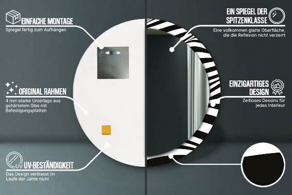 Round printed mirror Abstract wave