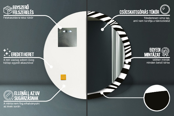 Round printed mirror Abstract wave