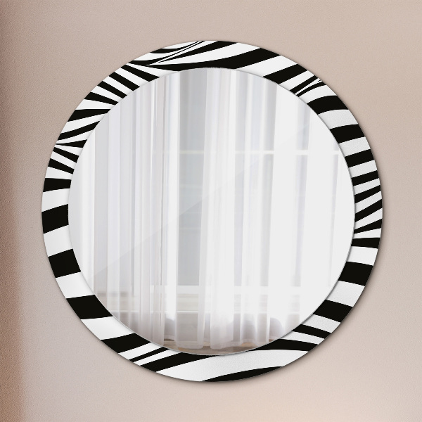 Round printed mirror Abstract wave