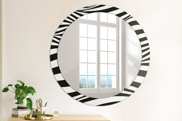 Round printed mirror Abstract wave