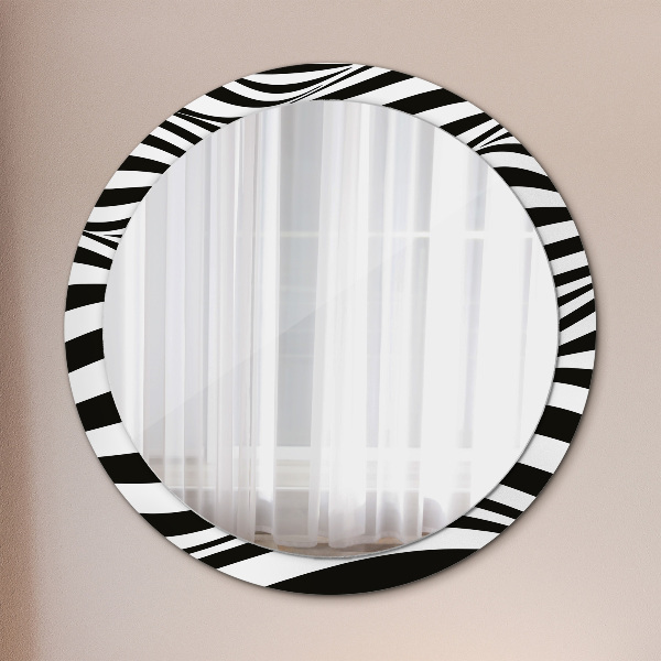 Round printed mirror Abstract wave