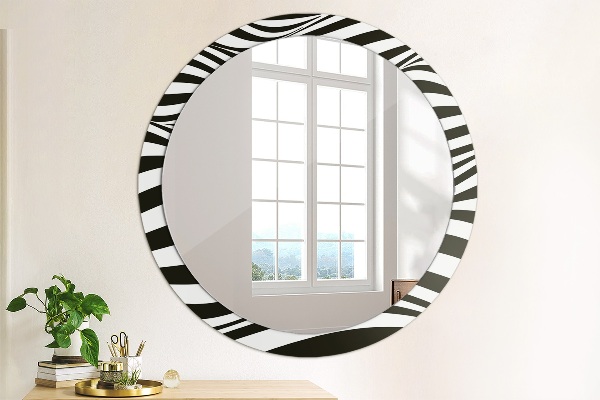 Round printed mirror Abstract wave