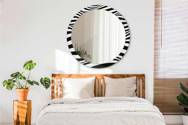 Round printed mirror Abstract wave