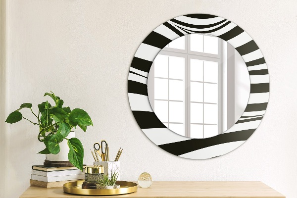 Round printed mirror Abstract wave