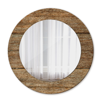 Round printed mirror Old wood