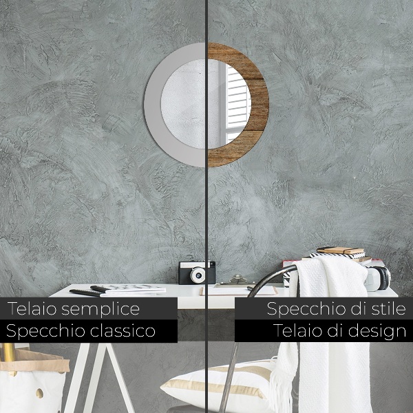 Round printed mirror Old wood