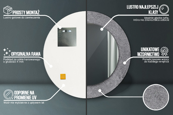 Round printed mirror Concrete texture