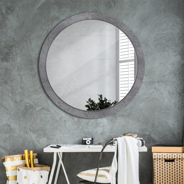 Round printed mirror Concrete texture