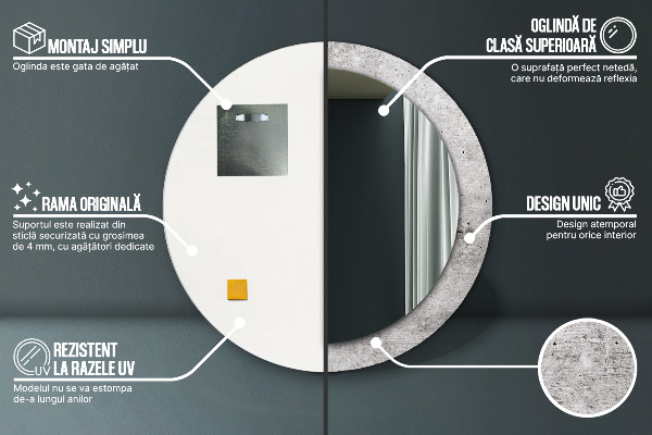 Round decorative mirror Gray concrete