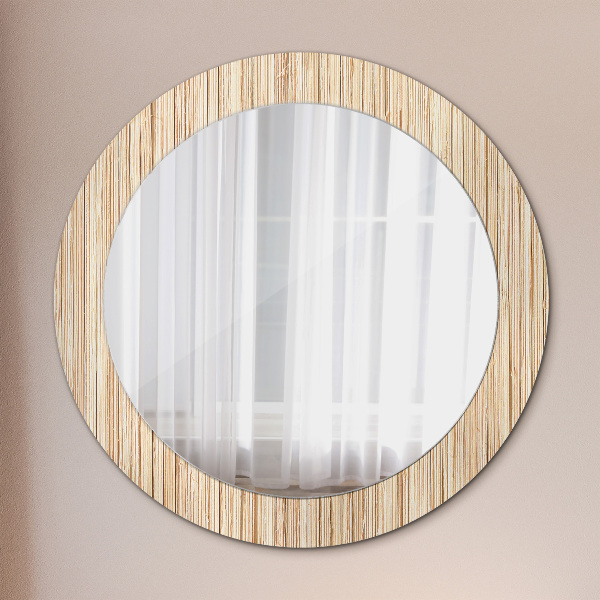 Round decorative mirror Bamboo straw