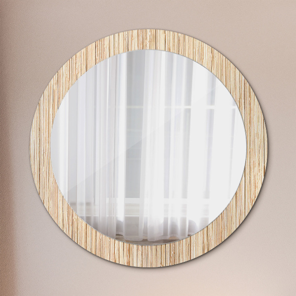 Round decorative mirror Bamboo straw