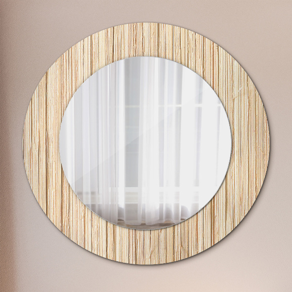 Round decorative mirror Bamboo straw