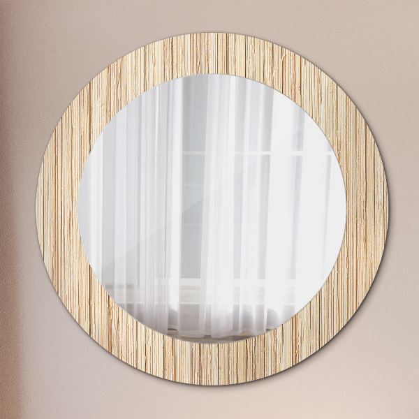 Round decorative mirror Bamboo straw