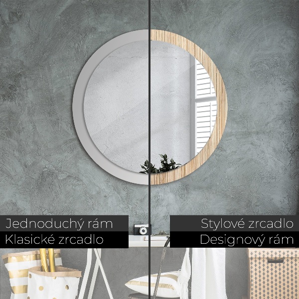 Round decorative mirror Bamboo straw