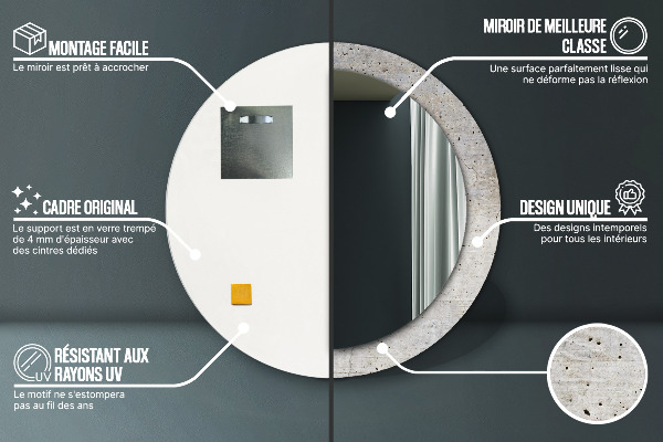 Round decorative mirror Gray concrete