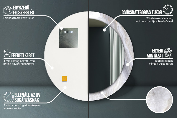 Round decorative mirror Abstract marble