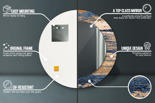 Round decorative mirror Abstract wood