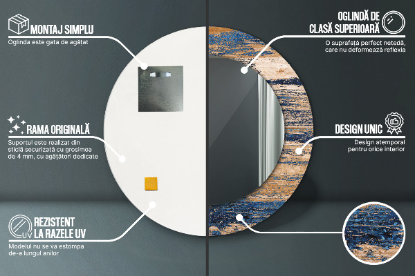 Round decorative mirror Abstract wood