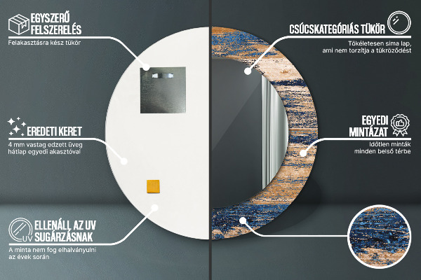 Round decorative mirror Abstract wood