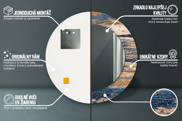 Round decorative mirror Abstract wood