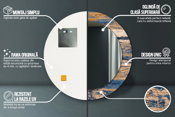 Round decorative mirror Abstract wood