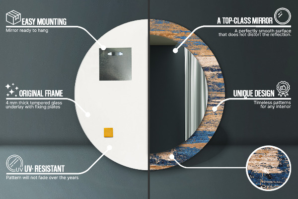 Round decorative mirror Abstract wood