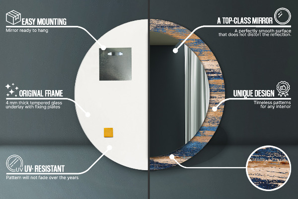 Round decorative mirror Abstract wood