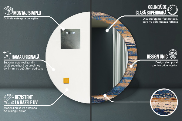 Round decorative mirror Abstract wood