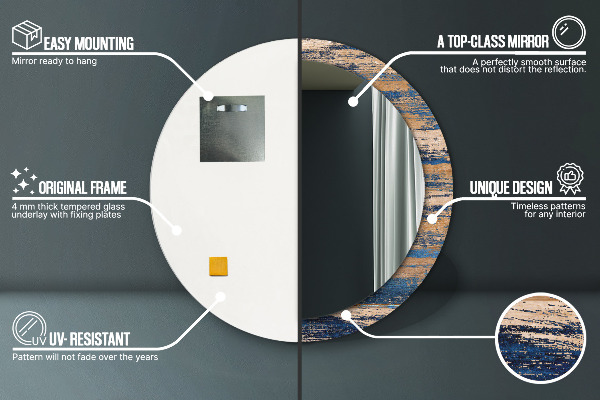 Round decorative mirror Abstract wood