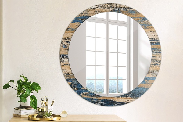 Round decorative mirror Abstract wood