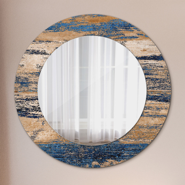 Round decorative mirror Abstract wood