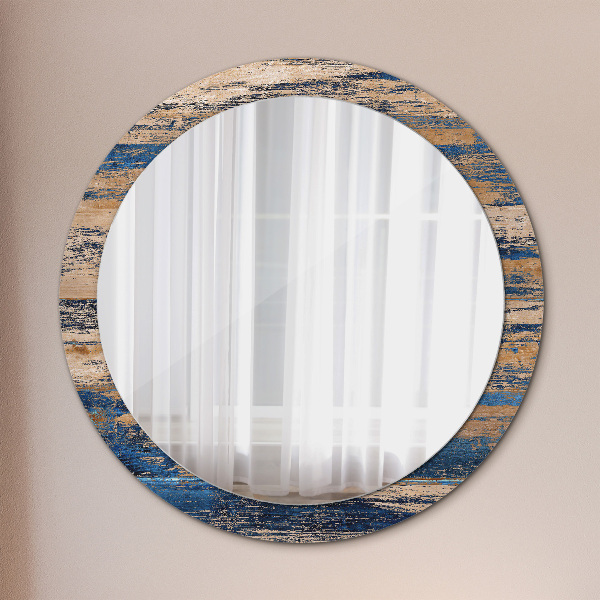 Round decorative mirror Abstract wood