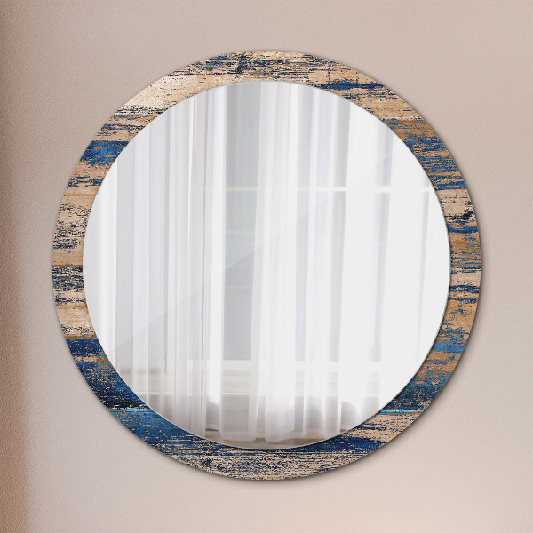 Round decorative mirror Abstract wood